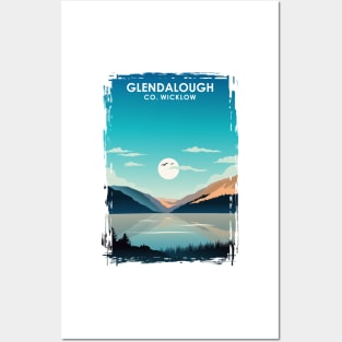 Glendalough Ireland Vintage Minimal Retro Travel Poster Posters and Art